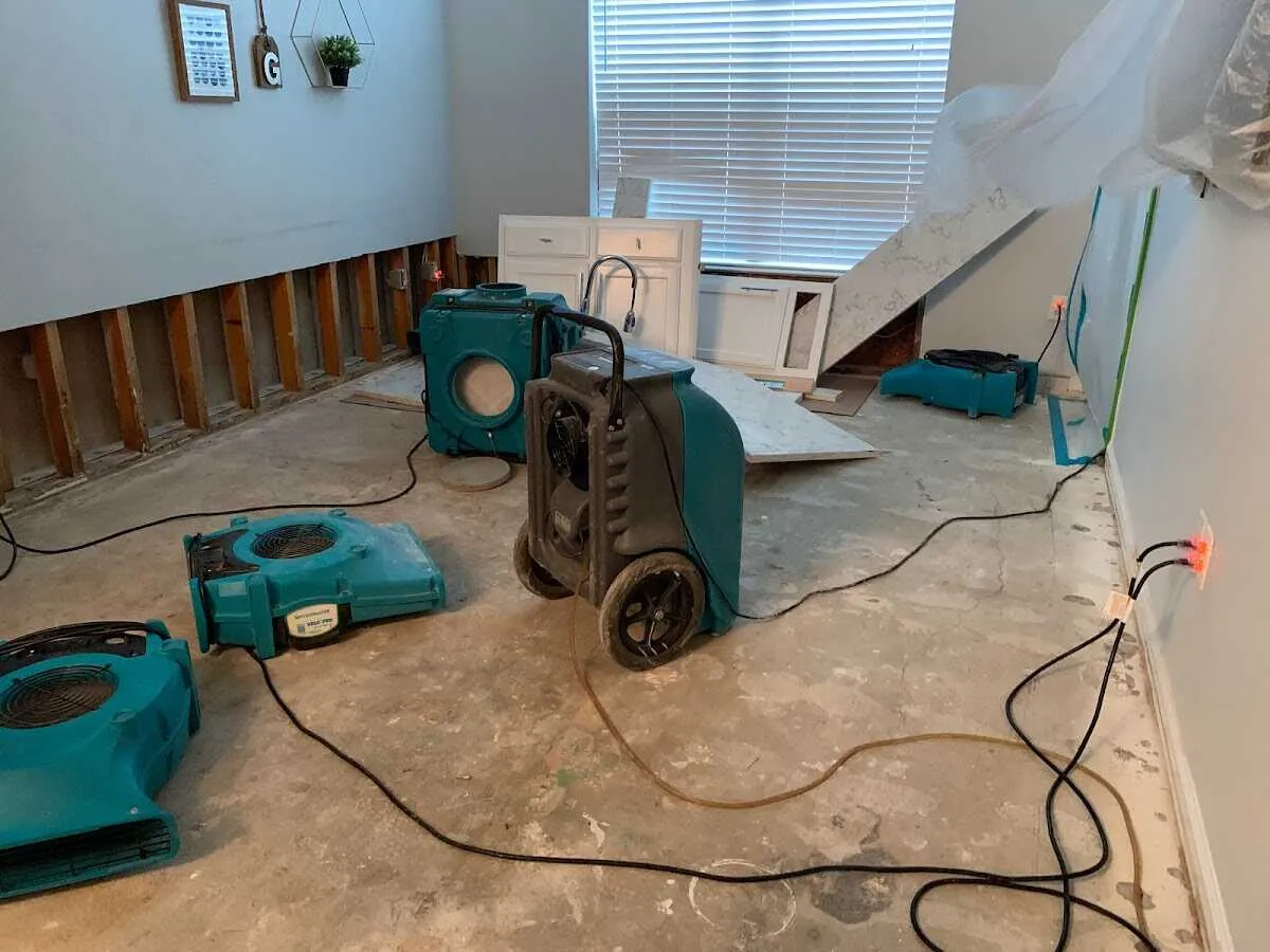 Dehumidifier in flood-cut room for Water Damage Restoration in North Versailles